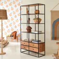 Agra - Bibliothèque Enfant En Acacia Massif Et Métal -Magasin De Meubles 1200 1200 agra bibliotheque enfant en acacia massif et metal 3