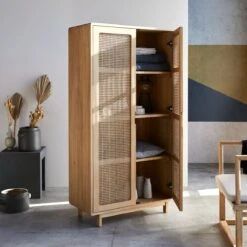 Luis - Armoire De Rangement En Orme Massif Et Cannage -Magasin De Meubles 1200 1200 armoire de rangement en orme massif et cannage luis 3