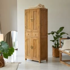 Yuki - Armoire De Rangement En Pin Massif Recyclé Naturel -Magasin De Meubles 1200 1200 armoire de rangement en pin massif recycle yuki naturel 3
