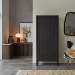 Thaki Black - Armoire En Pin Massif