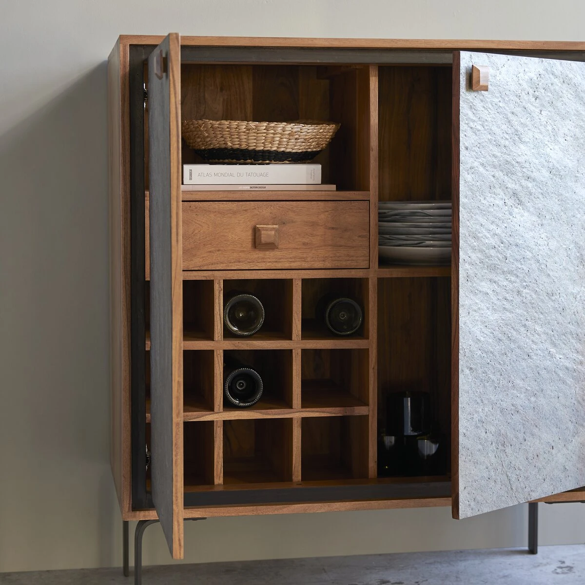 Temis - Bahut Bar En Acacia 90 Cm 4 Temis - Bahut Bar En Acacia 90 Cm – Image 2