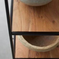 Agra - Bibliothèque En Acacia Massif Et Métal -Magasin De Meubles 1200 1200 bibliotheque en acacia massif et metal agra 2