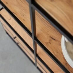 Agra - Bibliothèque En Acacia Massif Et Métal -Magasin De Meubles 1200 1200 bibliotheque en acacia massif et metal agra 5