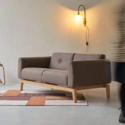 Bjorn - Canapé En Chêne Massif Et Tissu Marron 2 Places -Magasin De Meubles 1200 1200 canape bjorn en chene massif et tissu marron 2 places 3