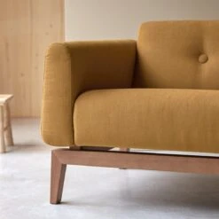 Bjorn - Canapé En Chêne Massif Et Tissu Moutarde 2 Places -Magasin De Meubles 1200 1200 canape bjorn en chene massif et tissu moutarde 2 places 5