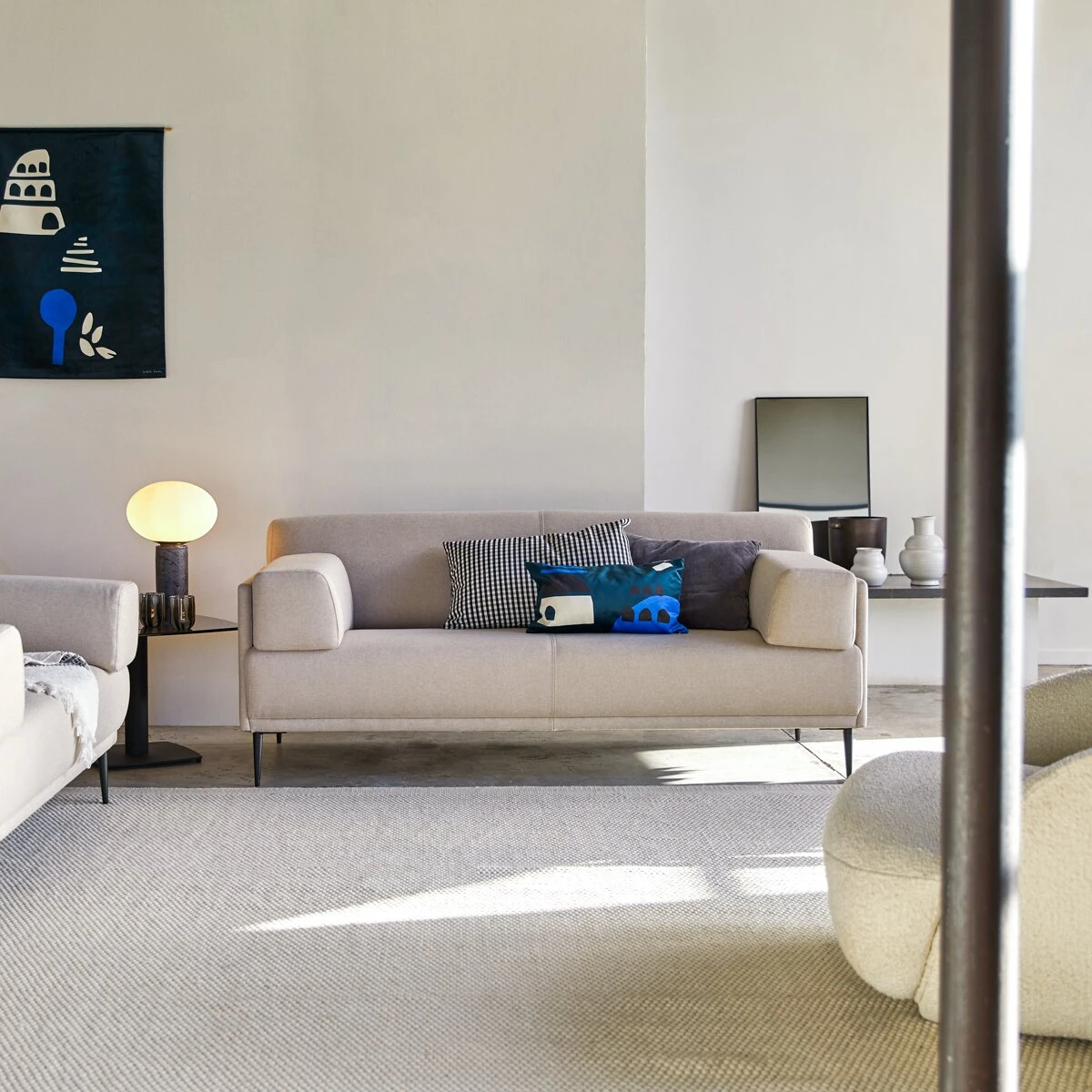 Finn - Canapé En Tissu écru 3 Places 3 Finn - Canapé En Tissu écru 3 Places