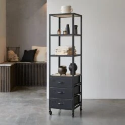 Industriel - Colonne De Salle De Bain En Manguier Et Métal -Magasin De Meubles 1200 1200 colonne de salle de bain en manguier et metal industriel 3