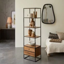 Agra - Colonne En Acacia Massif Et Métal -Magasin De Meubles 1200 1200 colonne en acacia massif et metal agra 3