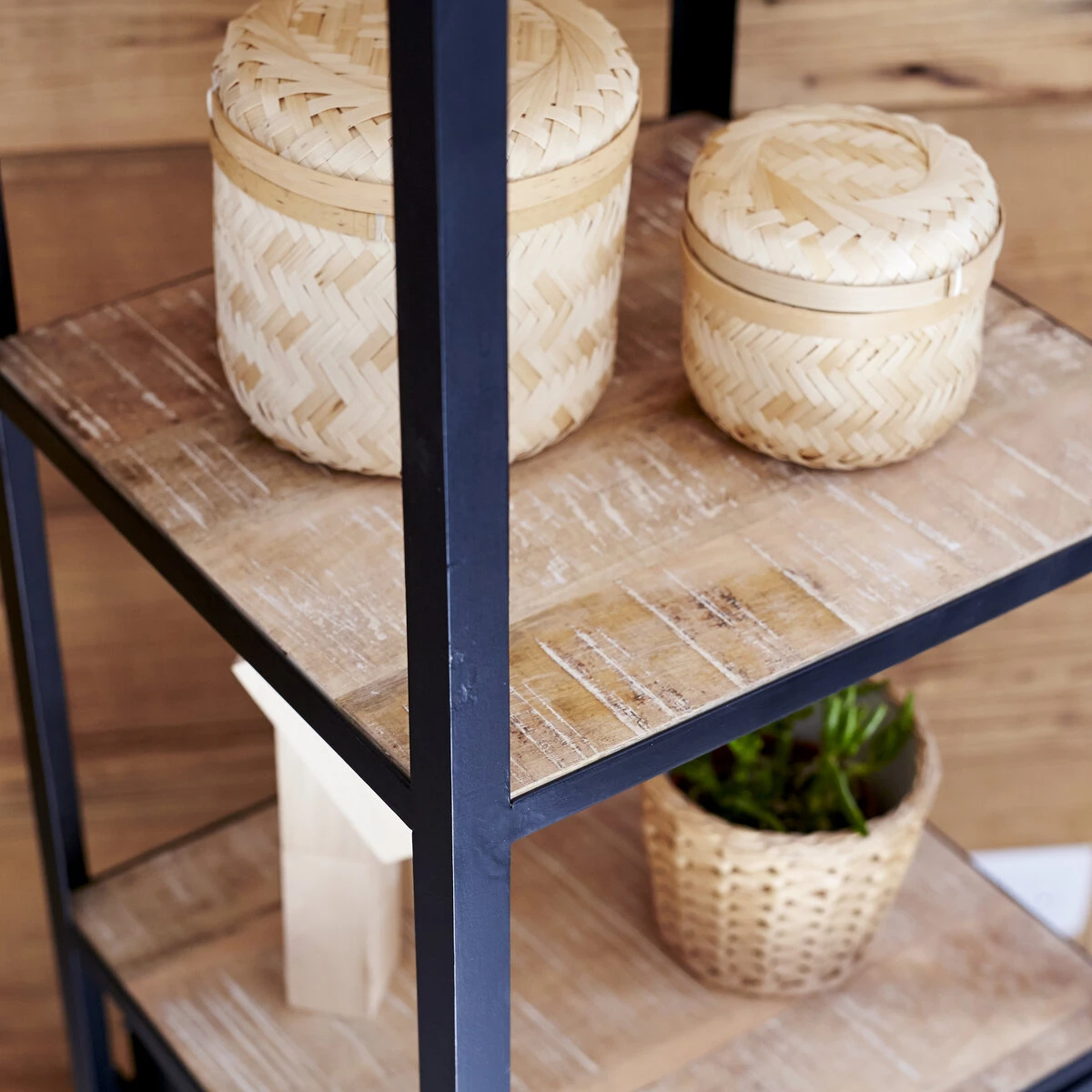 Industriel - Colonne En Manguier Et Métal 4 Industriel - Colonne En Manguier Et Métal – Image 2