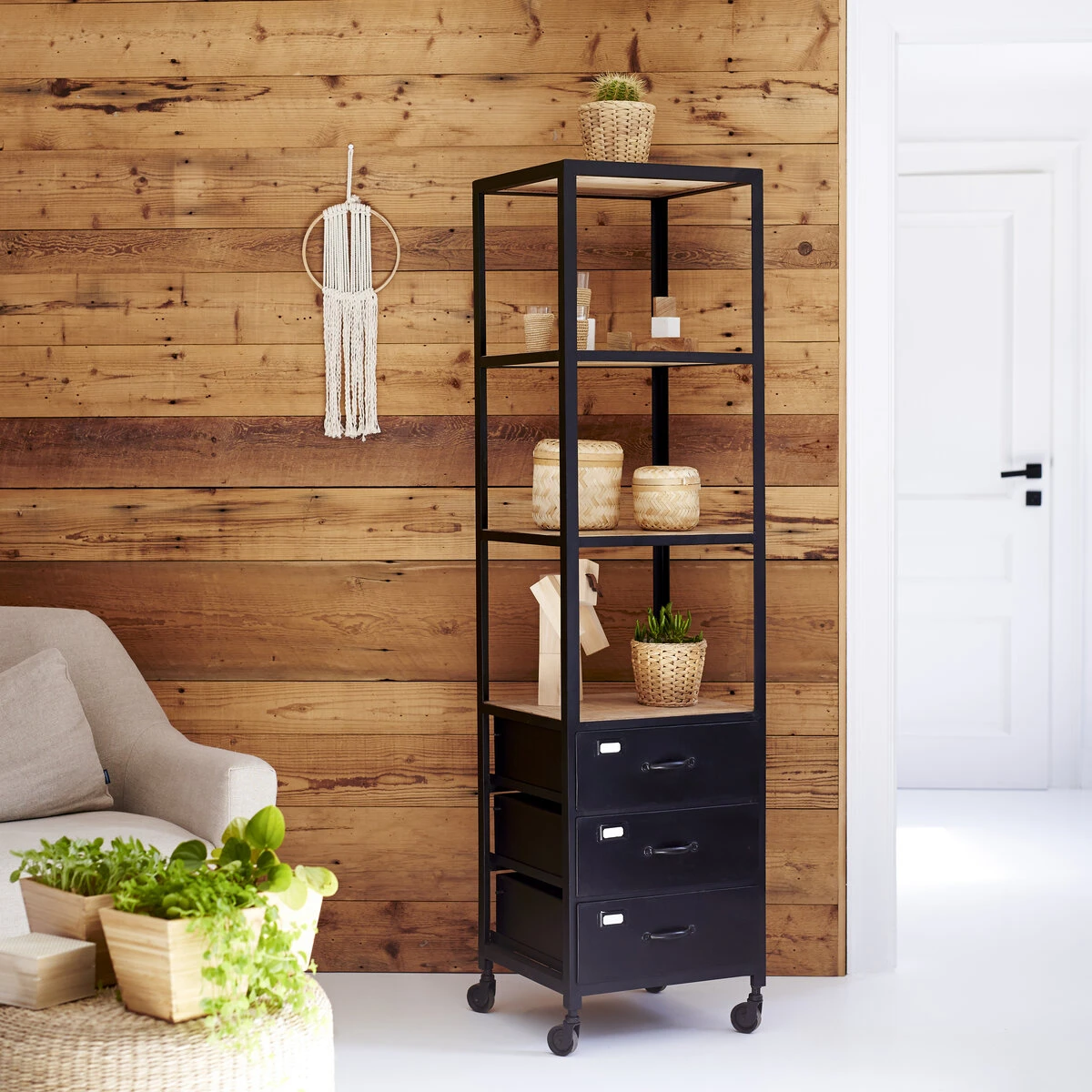 Industriel - Colonne En Manguier Et Métal 6 Industriel - Colonne En Manguier Et Métal – Image 4