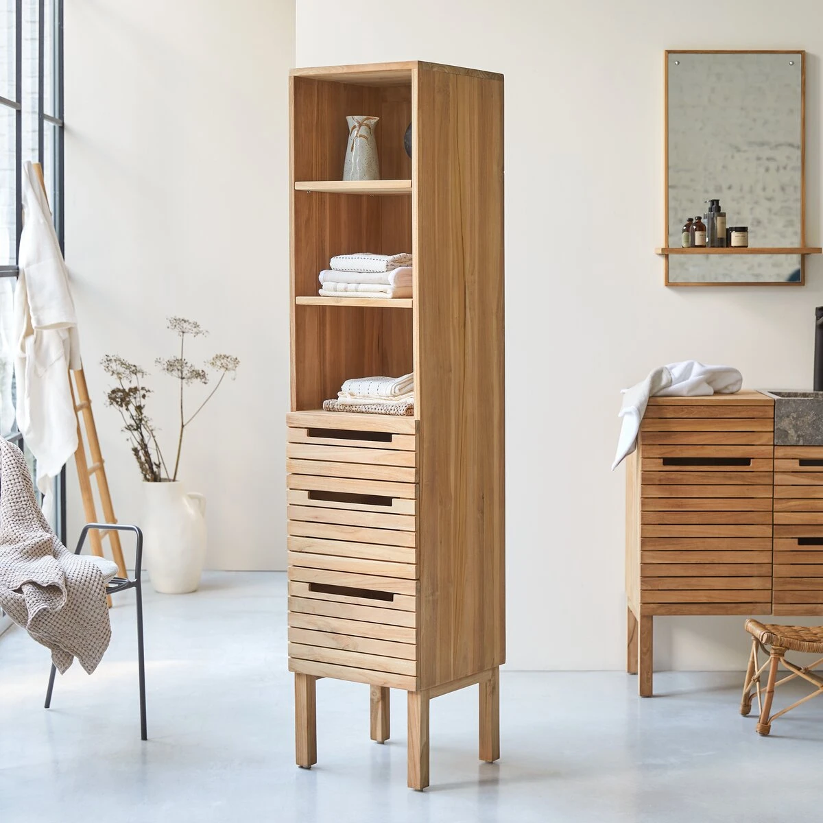 Slats - Colonne En Teck Massif 5 Slats - Colonne En Teck Massif – Image 3