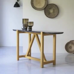 Stoneleaf - Console Stoneleaf En Chêne Massif Et Marbre -Magasin De Meubles 1200 1200 console stoneleaf en chene massif et marbre 4