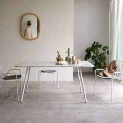 Elio - Table Rectangulaire En Terrazzo Premium Et Métal Green 4-6 Pers.