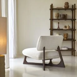 Brune - Fauteuil Bas En Mindi Massif Et Tissu écru -Magasin De Meubles 1200 1200 fauteuil 1 place en tissu et mindi assise de salon bois tikamoon 2