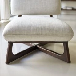 Brune - Fauteuil Bas En Mindi Massif Et Tissu écru -Magasin De Meubles 1200 1200 fauteuil 1 place en tissu et mindi assise de salon bois tikamoon 5