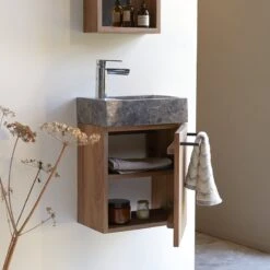 Stelle - Meuble Lave Main En Noyer Massif Et Marbre Grey -Magasin De Meubles 1200 1200 meuble lave main en noyer massif et marbre stelle grey 1