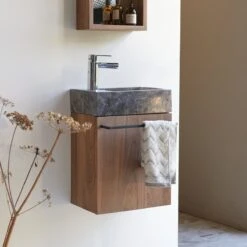 Stelle - Meuble Lave Main En Noyer Massif Et Marbre Grey -Magasin De Meubles 1200 1200 meuble lave main en noyer massif et marbre stelle grey 3