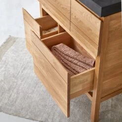 Easy - Meuble Salle De Bain En Chêne Massif Et Pierre De Lave 80 Cm -Magasin De Meubles 1200 1200 meuble salle de bain en chene massif et pierre de lave easy 80 cm 4
