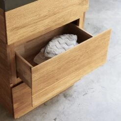 Karl - Meuble Salle De Bain En Chêne Massif Et Pierre De Lave 60 Cm -Magasin De Meubles 1200 1200 meuble salle de bain en chene massif et pierre de lave karl 60 cm 5