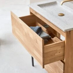 Nova - Meuble Salle De Bain En Chêne Massif Et Terrazzo Premium Moon 80 Cm -Magasin De Meubles 1200 1200 meuble salle de bain en chene massif et terrazzo premium moon 80 nova 4