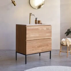 Nova - Meuble Salle De Bain En Chêne Massif Et Terrazzo Premium Pink 80 Cm -Magasin De Meubles 1200 1200 meuble salle de bain en chene massif et terrazzo premium pink 80 nova 2