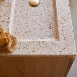 Nova - Meuble Salle De Bain En Chêne Massif Et Terrazzo Premium Pink 80 Cm -Magasin De Meubles 1200 1200 meuble salle de bain en chene massif et terrazzo premium pink 80 nova 4