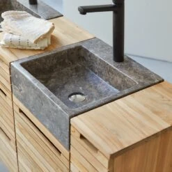 Slats - Meuble Salle De Bain En Teck Massif Et Marbre 150 Cm -Magasin De Meubles 1200 1200 meuble salle de bain en teck massif et marbre slats 150 cm 4