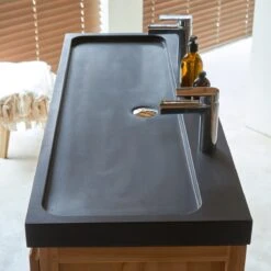 Edgar - Meuble Salle De Bain En Teck Massif Et Pierre De Lave 120 Cm -Magasin De Meubles 1200 1200 meuble salle de bain en teck massif et pierre de lave edgar 120 cm 2