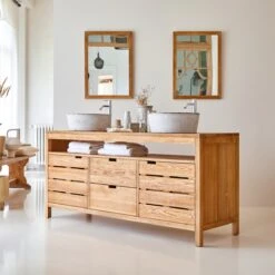 Serena - Meuble Sous Vasque En Chêne Massif 165 Cm -Magasin De Meubles 1200 1200 meuble sous vasque en chene massif serena 165 cm 3