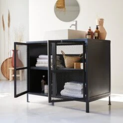 Romy - Meuble Sous Vasque En Manguier Et Métal 95 Cm -Magasin De Meubles 1200 1200 meuble sous vasque en manguier et metal romy 95 cm 2