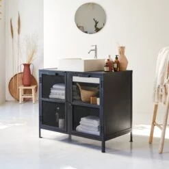 Romy - Meuble Sous Vasque En Manguier Et Métal 95 Cm -Magasin De Meubles 1200 1200 meuble sous vasque en manguier et metal romy 95 cm 3