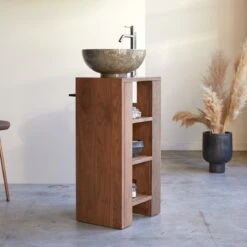 Stelle - Meuble Sous Vasque En Noyer Massif Gauche -Magasin De Meubles 1200 1200 meuble sous vasque en noyer massif stelle gauche 5