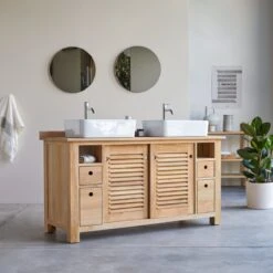 Coline - Meuble Sous Vasque En Teck Massif 145 Cm -Magasin De Meubles 1200 1200 meuble sous vasque en teck massif coline 145 cm 3
