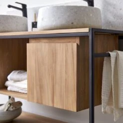 Michal - Meuble Sous Vasque En Teck Massif Et Métal 140 Cm -Magasin De Meubles 1200 1200 meuble sous vasque en teck massif et metal michal 140 cm 2