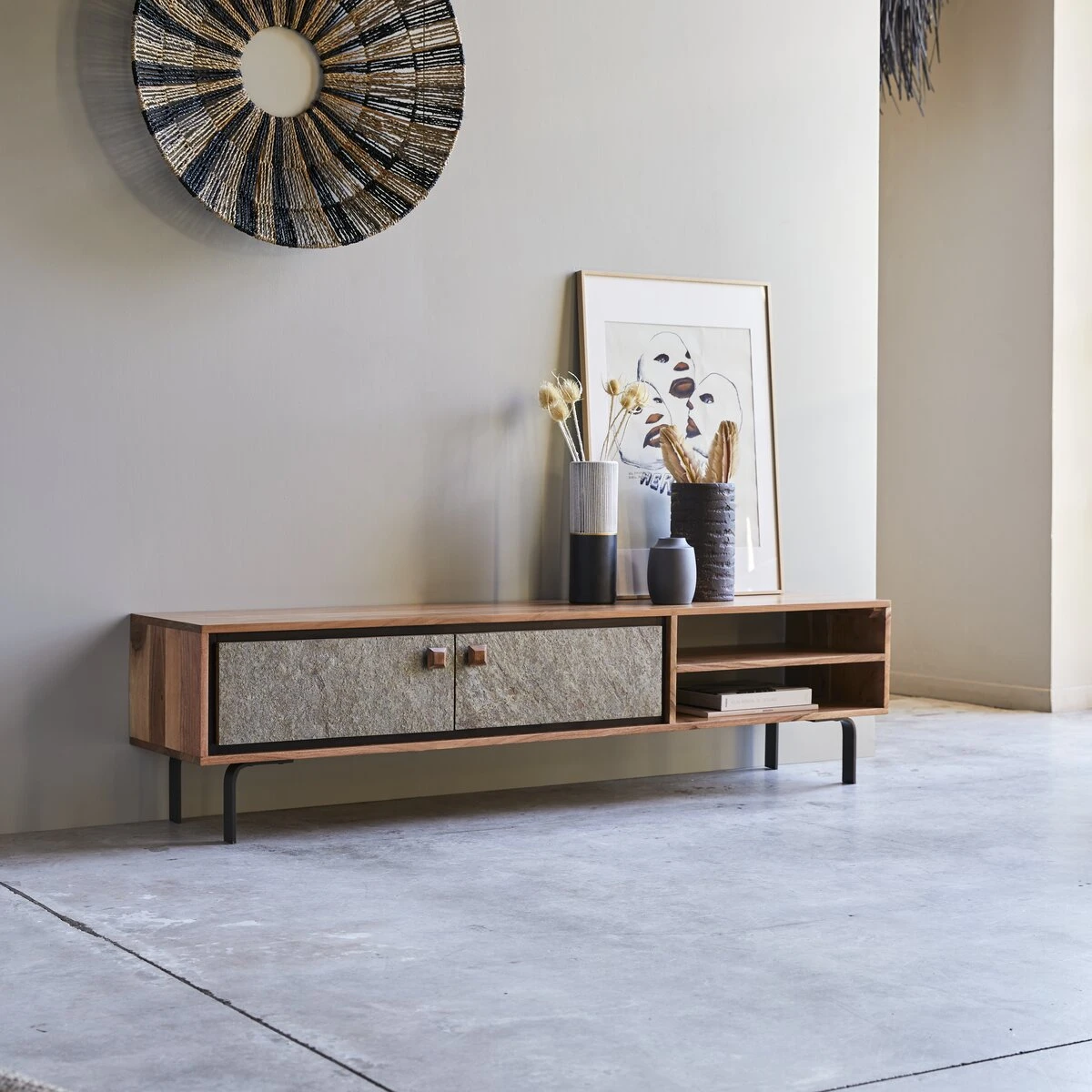 Temis - Meuble TV En Acacia 160 Cm 6 Temis - Meuble TV En Acacia 160 Cm – Image 4