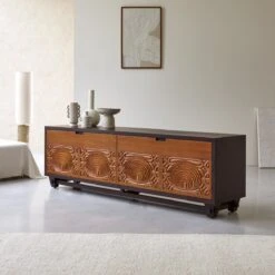 Frida - Meuble TV En Acajou Massif 200 Cm -Magasin De Meubles 1200 1200 meuble tv en acajou massif frida 200 cm 4