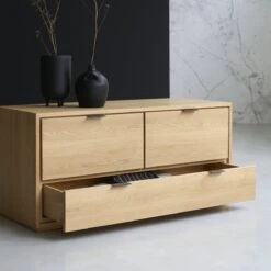 Senson - Meuble TV En Chêne Massif 120 Cm -Magasin De Meubles 1200 1200 meuble tv en chene massif senson 120 cm 4