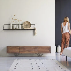 Metric - Meuble TV En Noyer Massif 175 Cm