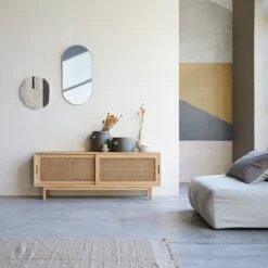 Luis - Meuble TV En Orme Et Cannage 140 Cm