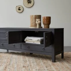 Thaki Black - Meuble TV En Pin Massif 140 Cm 12 Thaki Black - Meuble TV En Pin Massif 140 Cm -Magasin De Meubles 1200 1200 meuble tv en pin thaki black 140 cm 2