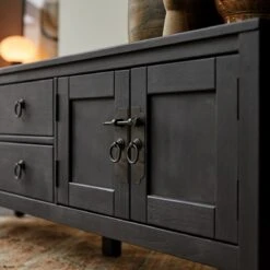 Thaki Black - Meuble TV En Pin Massif 170 Cm -Magasin De Meubles 1200 1200 meuble tv en pin thaki black 170 cm 5