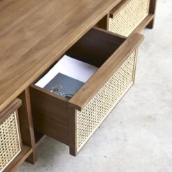 Roots - Meuble TV En Teck Massif Et Cannage 160 Cm -Magasin De Meubles 1200 1200 meuble tv en teck massif et cannage roots 160 cm 4