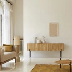 Honorine - Meuble TV Haut En Teck Massif 170 Cm