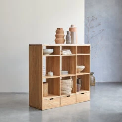 Miho - Bibliothèque Basse En Chêne Massif Et Terrazzo Premium Pink -Magasin De Meubles 1200 1200 miho bibliotheque basse en chene et terrazzo premium pink 3