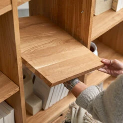 Miho - Bibliothèque Basse En Chêne Massif Et Terrazzo Premium Pink -Magasin De Meubles 1200 1200 miho bibliotheque basse en chene et terrazzo premium pink 4