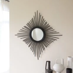 Isidore - Miroir En Rotin Noir 80 Cm -Magasin De Meubles 1200 1200 miroir en rotin isidore noir 80 cm 5