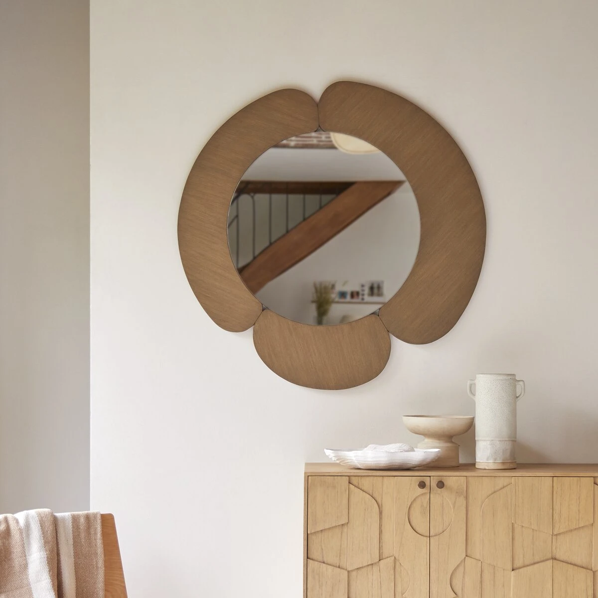 Sara - Miroir Rond En Mindi Clair 110x110 Cm 9 Sara - Miroir Rond En Mindi Clair 110x110 Cm – Image 7