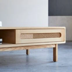 Luis - Table Basse En Orme Massif Et Cannage -Magasin De Meubles 1200 1200 table basse en orme massif et cannage luis 4
