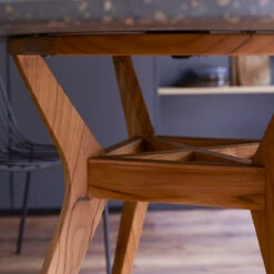 Juno - Table En Teck Massif Et Terrazzo 6 Pers. -Magasin De Meubles 1200 1200 table en teck massif et terrazzo juno 6 pers 4