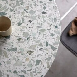 Elio - Table Ronde En Terrazzo Premium Et Métal Green 4 Pers.